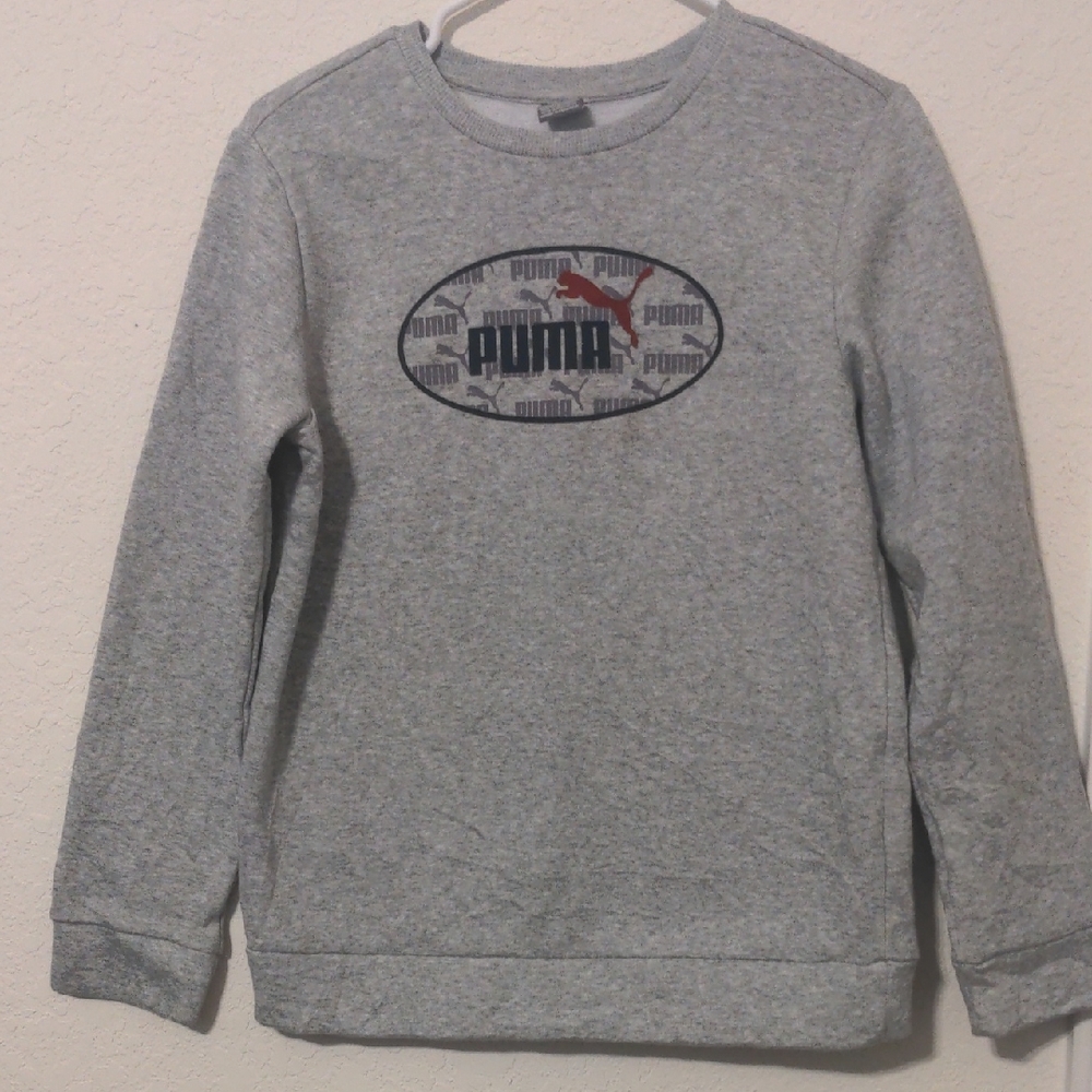 Puma Women's Gray Fleece Pullover Crew Neck Sweatshirt. Size L